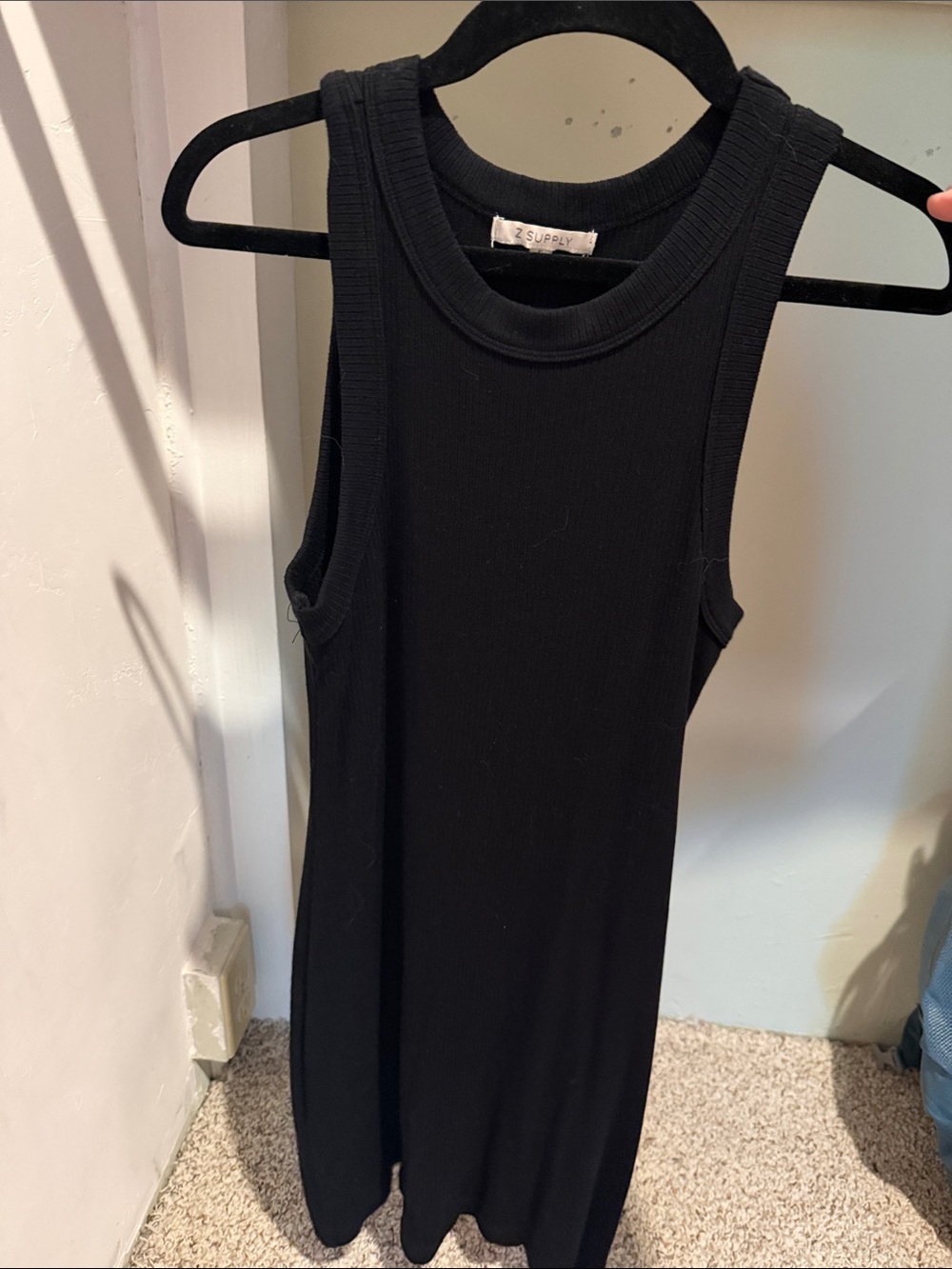 Z Supply Black Ribbed Sleeveless Midi Dress